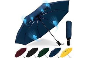HEXSOLID Parapluie Pliant Résistant Vent Fort Automatique Solide Grande Taille Incassable Parapluie Anti Tempete Voyage Portable Compact Parapluie Pour Homme et Femme