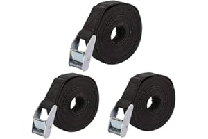ZDHOSTY 3 Pcs Ratchet Tie Down Straps， Heavy Duty Tension Belts Adjustable Lashing Straps Ratchet Straps 1m x 25mm 250kg(550lbs) for Vans, Motorcycle, Trucks,Trailer, Luggage, Cargo. (black, 1m x 25mm)