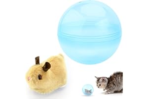 Cretvestsar Electric Plush Hamster with Automatic Rolling Ball, Interactive Animated Pet Toy for Kids Toddlers, Fun Hamster Ball for Dogs and Cats. (blue,No batteries included)