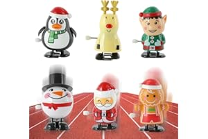 QUOHE Lot de 6 Jouets à Remonter de Noël, Crackers Noel Rempli Calendrier de l'Avent pour Enfant Babe Adulte, Petits Cadeaux de Table Noel Sacs de Fête, Jouet Figurines Mecanique Cadeau