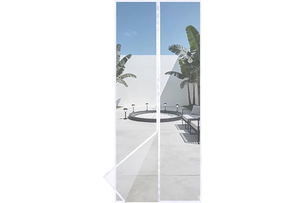 HOOMEE Moustiquaire magnétique pour portes de balcon ou de terrasse, tissu avec aimants puissants pour une fermeture automatique, installation facile sans perçage (120 x 220 cm, blanc)