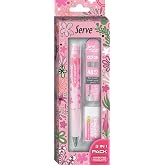 Serve Doğa Desenli Deep Kalem, Deep Silgi ve Deep Min, 0.7 mm, Şeker Pembe
