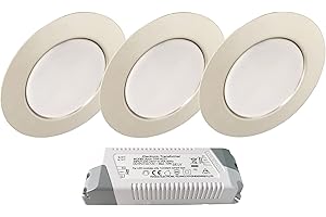 Trango 3er Set 12Volt AC/DC LED recessed Downlight incl. 1 x LED Transformer (12 Volts - 2000mAh), Cabinet recessed Light, Ceiling Light TGG4E-038T Chrome for Replacement G4 Halogen Furniture Lights