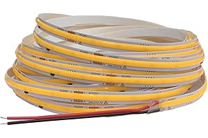 TOPXCDZ Tira de luces LED COB de 220V, cinta de luces Flexible IC inteligente, sin necesidad de controlador, alto brillo, 296 LED, iluminación lineal RA95, blanco cálido, 1-10m (3000K-Warm White, 5M)