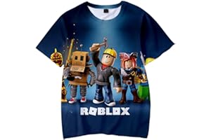MINIDORA Roblox T-Shirt imprimé en 3D pour Garçon/Fille Tee DynaBlocks Manche Courte pour Enfants