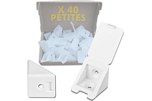 Taquet Equerre de fixation murale en plastique blanc | Support d'étagère vis invisible | Cornière charge lourde | Corner bracket renfort coin meuble d’angle et tiroir | Ferrure d'assemblage menuisier