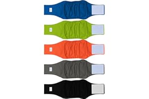 JoyDaog - Bandas abdominales reutilizables para perros (pack de 5), pañales para perros lavables de primera calidad, pañales para cachorros machos, S