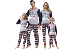 MyFav Family Matching Christmas Pyjamas Set Xmas Pjs Sleepwear Long Sleeve Nightwear for Womens Mens Girls Boys Kids