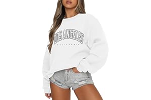 Tomwell Women's Oversized Sweatshirt Los Angeles Pullover without Hood Teenager Girls Crew Neck Jumper Autumn Winter Fleece Jumper