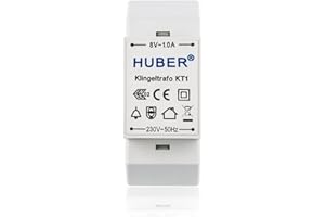 ‎HUBER Huber Klingeltransformator 8 V, 1 A für für alle Türklingel I Klingeltrafo 8VA I Transformator, Türöffner Trafo, Hutschienen Netzteil