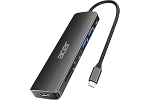 acer Hub USB C, 7 w 1 Adaptera USB C do HDMI, Adapter USB-C Multiport z 4K HDMI, 5Gbps 2*USB 3.0 i portem danych typu C, PD 100 W, czytnik kart SD do iPada Pro, MacBooka Pro, laptopa, Della itp.