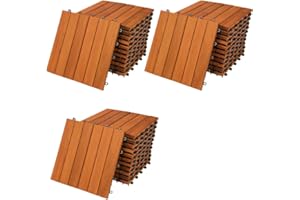 DEUBA Casaria 33x Baldosas de Madera de Acacia 30x30cm 3m² Certificado FSC® Losetas Jardín Terraza Balcón