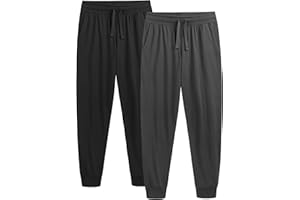 The Essentials Wardrobe Men’s Lounge Pants 2 Pack 100% Cotton Jersey Soft Breathable Nightwear Bottoms with Ribbed Elasticated Leg Cuff Drawcords Side Pockets Pyjamas Trousers Sizes S-2XL