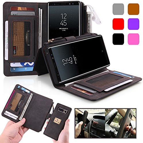 Galaxy Note 8 Leather case wallet case,New flip case with 8 Credit card slot/ Bank card slot_Black