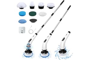 XUNNIU Spazzola Rotante Pulizia Casa, Spazzola Elettrica per Pulizia con 8 Testine Sostituibili, Spazzola Pulizia Senza Fili, Spin Scrubber Regolabile per Cucina, Bagno, Auto, Pavimento