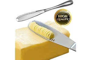 GEEKE 3 in 1 Butter Knife, Multi-Function Stainless Steel Butter Curler & Spreader with Serrated Edge, shredding Slots for Cutting Vegetables Fruit Cheese, 1 Pack Silver