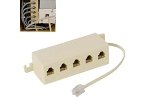 Huybaa Cavo telefonico, adattatore per 1 ingresso e 5 uscite, adattatore telefonico rj11 6p4c a 5 vie, distributore telefonico per telefono e fax, distributore telefonico, maschio a doppio rj11