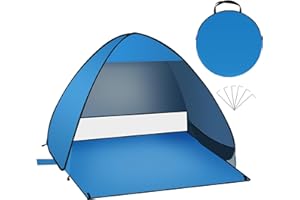 Laneetal Strandmuschel Pop Up mit UV Schutz, UPF 50+ Strandzelt, Automatisches Tragbarer Strandzelt Wurfzelt für für 2-3 Personen Camping Garten Strand，mit Tragetasche (Blau, 150 * 120 * 110)