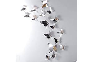 BBTO 48 Pièces Papillon Miroir Bricolage Combinés Stickers Muraux Papillons 3D Décoration de la Maison