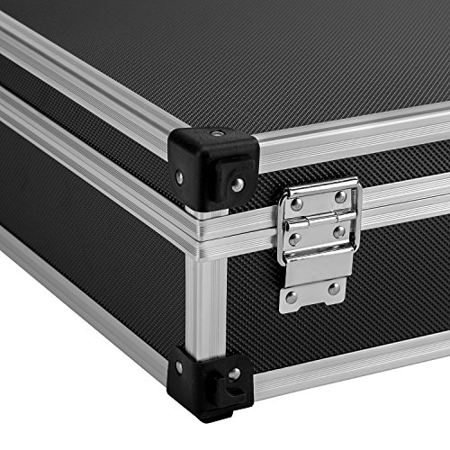 Werkzeugkoffer Werkzeugkiste 42,5×30,5×12,5 cm + Schlüssel – Schwarz Aluminium - 3