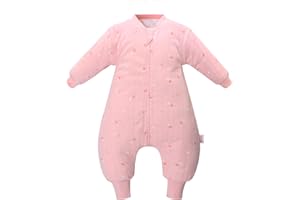 amo nenes Saco de Dormir para bebé con Patas 2,5 TOG, Manta portátil para niños pequeños con Mangas largas extraíbles, Unisex algodón, Saco de Dormir de Invierno para niños pequeños