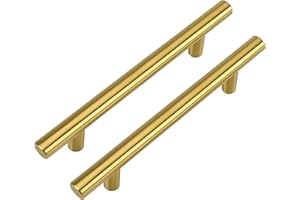 LONTAN 10 x uchwyty meblowe 96 mm, w stylu vintage, ze stali nierdzewnej, kolor złoty, do szuflady, rozstaw otworów 96 mm, uchwyty do kuchni, szafy na ubrania, 10 szt