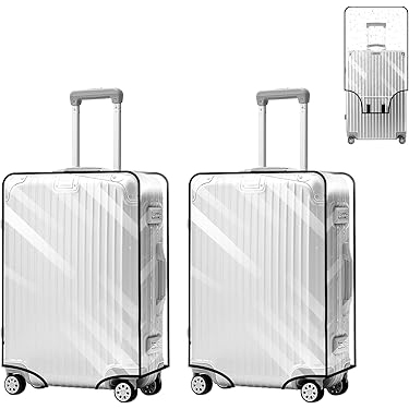 Veki Elastische Kofferhoes met Ritssluiting, Transparante Kofferbeschermhoes, Waterdichte Reiskoffer Beschermhoes, PVC Bagage Cover, Reisbagagehoes Anti-Kras voor Koffer, Trolley (Zwart, 28 inch