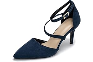 Rodawu Womens Court Shoes Pointed Toe High Heel Shoes Ankle Strap Pumps Wedding Shoes Sandals Ladies Shoes