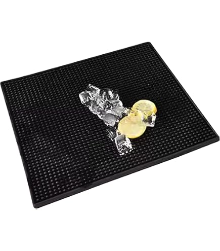 HEIHAK Confezione da 6 tappetini da bar in gomma, 30 x 15 cm, neri, antiscivolo, per caffè, bar, cucina, ristorante, piani di lavoro