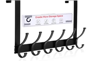 Optish Over The Door Hooks, Door Hanger Hook, Over The Doors Towel Rack for Bathroom, Doors Towel Hanger for Hanging Coats Hats (1Pack,Black)