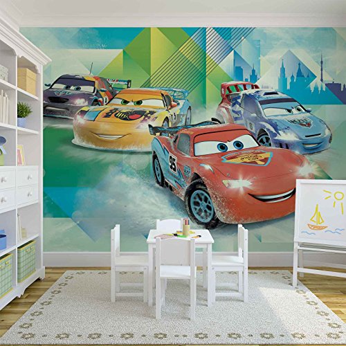 Disney Cars Lightning McQueen Camino – Wallsticker Warehouse – Fototapete – Tapete – Fotomural – Mural Wandbild – (3211WM) – XL – 254cm x 184cm – Papier (KEIN VLIES) – 2 Pieces - 4