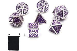 DollaTek Set med 7 st polyhedral i metall med svart förvaringsväska för rollspel spel fängelsehålor och drakar D&D matematiku