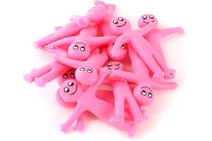 PARTY PERFECTO STRETCHY SMILEY MEN - 12 PACK - Smile Men Toys Novelty Stretchy Smiley Face People Stress Relief Fidget Toys for Kids and Adults (Pink)
