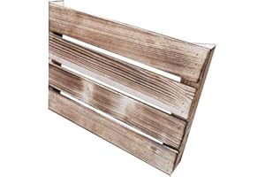 Teramico geflammte/braune Apfelkisten 50cm x 40cm x 30cm Set Angebote Holzkisten Weinkisten Obstkiste Kiste Box (Zwischenboden Kurz 40, 2)