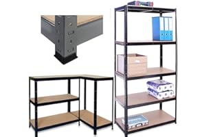ANSIMIDA 5 Tier Heavy Metal Shelving Unit, 175KG Per Shelf, for Workshop, Shed, Office, Garage, 180x90x40cm