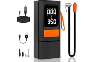 AAMHHM Compresseur à Air Portatif, 150PSI Gonfleur pneus Voiture sans Fil,7500mAh Pompe à air Rechargeable pour Vélo,Auto, Moto,Balle