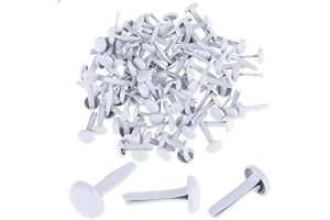 BREMOROU 100 Stück Mini Brads Musterbeutelklammern Rundkopfklammern Musterklammern Metall Rundkopfklammern Scrapbooking Brads Musterklammern Für Schule Büro Papier Briefklammern Basteln Handwerk DIY (weiß)