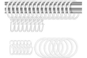 tonyg-p 22 Stück Metall Vorhangringe Vorhang Hängend Ringe und 22 Stück Kunststoff Gardinenhaken für Fenster Tür Duschvorhänge, 30 mm Innendurchmesser (Weiß)