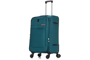 SKYLARK LUGGAGE Skylark Medium Suitcase 24" Super Lightweight Luggage 20% Expandable 4 Wheels Spinner 3-Digit Combination Lock Soft Shell Luggage for 15 to 20kg (Oil Green, 78 litres)