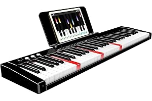TERENCE Pianos digitales portátil con 61 teclas semi-ponderadas y batería de 1800mAh Teclado interfaz MIDI USB con Bluetooth soporte para partituras bolsa adhesiva cable de audio auriculares
