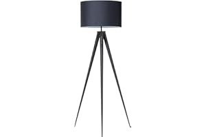 BELIANI Lampa podłogowa trójnóg metalowa z tekstylnym czarnym kloszem Stiletto