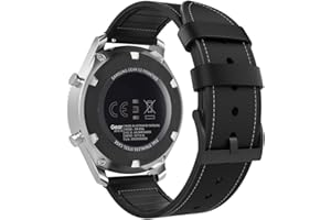 MoKo Pasek kompatybilny z Gear S3 / Gear S3 Classic/Galaxy Watch 46 mm/Gear S3 Frontier/Gear 2 R380 / Neo R381, klasyczny skórzany pasek do zegarka Gear S3