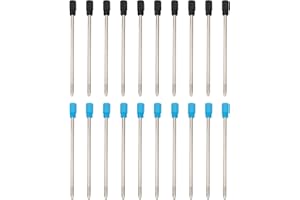 SWYSGS 10 recharges pour stylo à bille noir et 10 recharges pour stylo à bille bleu, recharge interchangeable, pointe moyenne 1mm