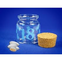 Kit 60 Barattoli In Vetro Per Bomboniere 18° Compleanno – Con Icona Legno Numero 18, Portaconfetti E Spezie – Made In Italy
