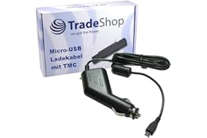 Trade-Shop Premium Micro-USB 2A KFZ-Ladekabel 12V/24V mit TMC Antenne (1,1m Länge) für Tomtom Start 60 60m Europe Traffic Start 40 50 GO 40 50 60 500 5000 600 6000