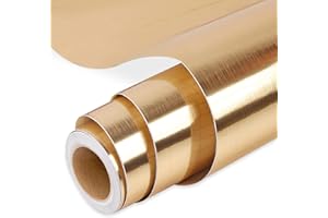 Prime Vinyl Brushed Gold Permanent Vinyl Roll, Gold Vinyl for Cricut, 12‘’ x 15 FT, Metallic Self Adhesive Vinyl, Vinyl for Silhouette Cameo, Cutting Machine, Home Decal, Easy to Weed