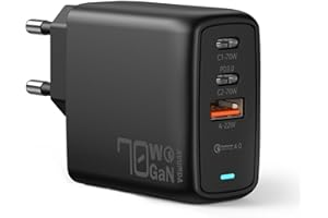 AVUMDA Caricatore USB C 70W, caricatore rapido a 3 porte per MacBook Air Pro iPad Pro, iPhone 15/1413/Pro, Dell XPS, Google Pixel, Galaxy S23/S22/S21, Steam Deck, USB C Caricabatterie con GaN III Tech