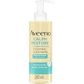 Aveeno Face CALM + Restore Foaming Cleanser for Sensitive Skin (1 x 200ml) | Fragrance Free with Soothing Oat, Calming Feverf