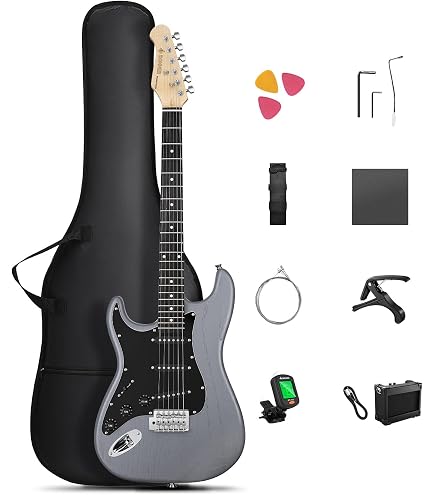Pack Guitare Électrique Adulte + Ampli 15W + 12 Accessoires - Droitier/Gaucher - Pour Débutants - Bleu