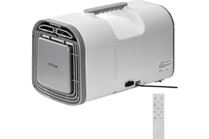 VEVOR Aire Acondicionado Portátil Ajustable, 3 Velocidades, 1070 kcal, Temporizador 24 Horas, 16 a 32 ℃, CA/CC, a Acampar al Aire Libre, Casas Rodantes o Uso Doméstico, Blanco, 510 x 270 x 315 mm